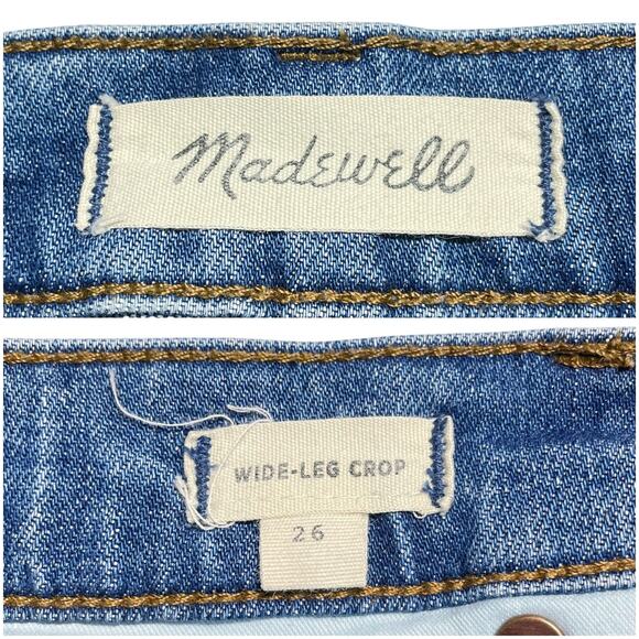 MADEWELL Wide-Leg Crop Jeans Gusset Edition in Jerry Two-Tone Wash Size 26 - Picture 7 of 10